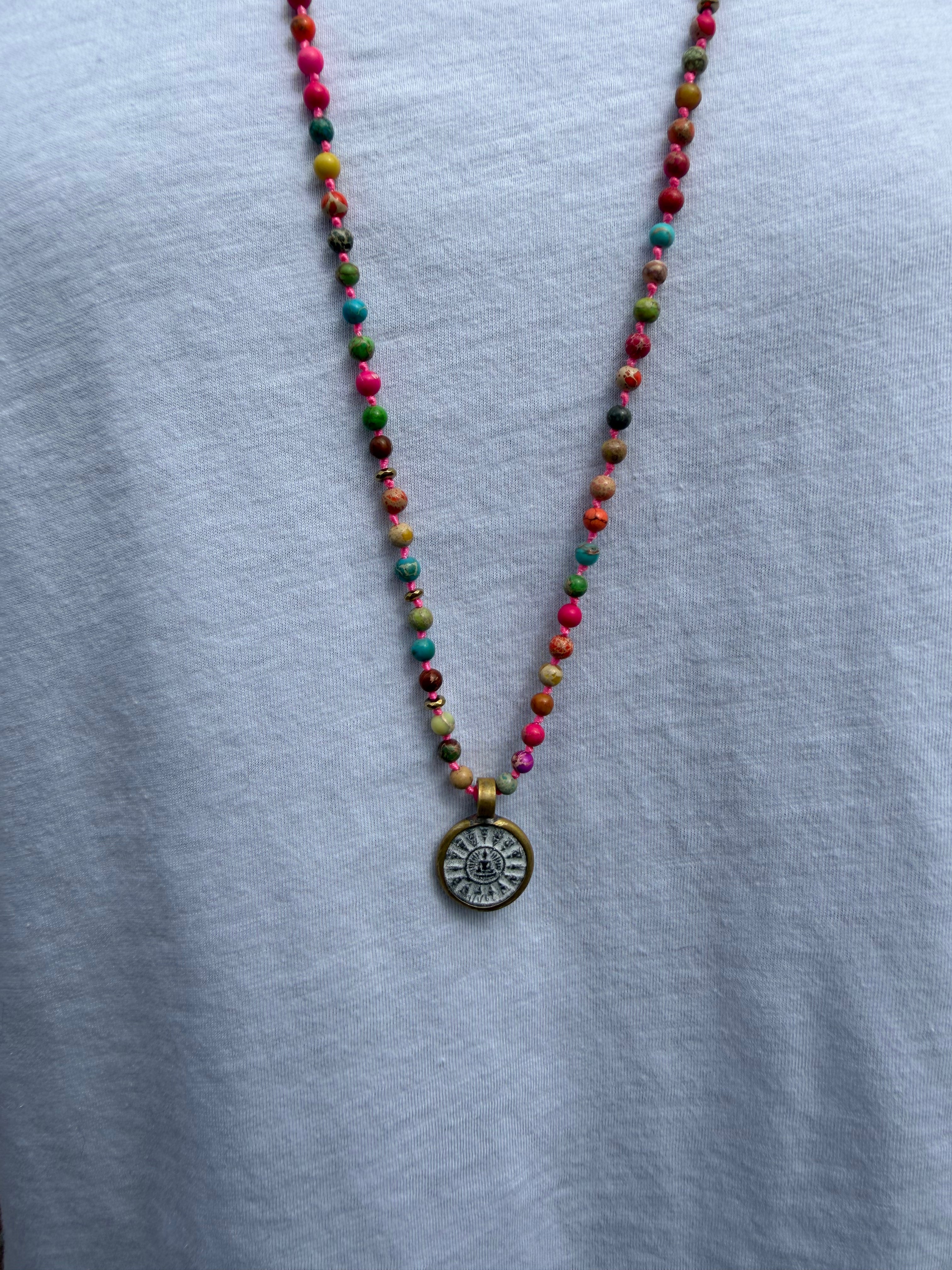 BOHO KETTING BUDDHA 10 4 MM STONE MIX JASPER