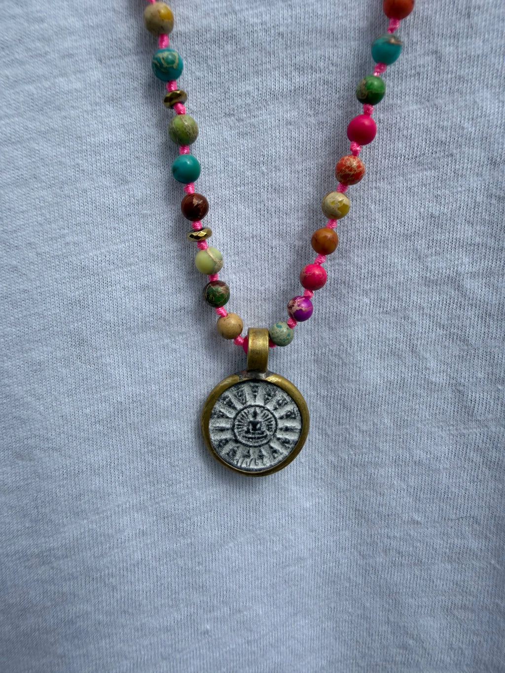 BOHO KETTING BUDDHA 10 4 MM STONE MIX JASPER Classic Beauty & Fashion