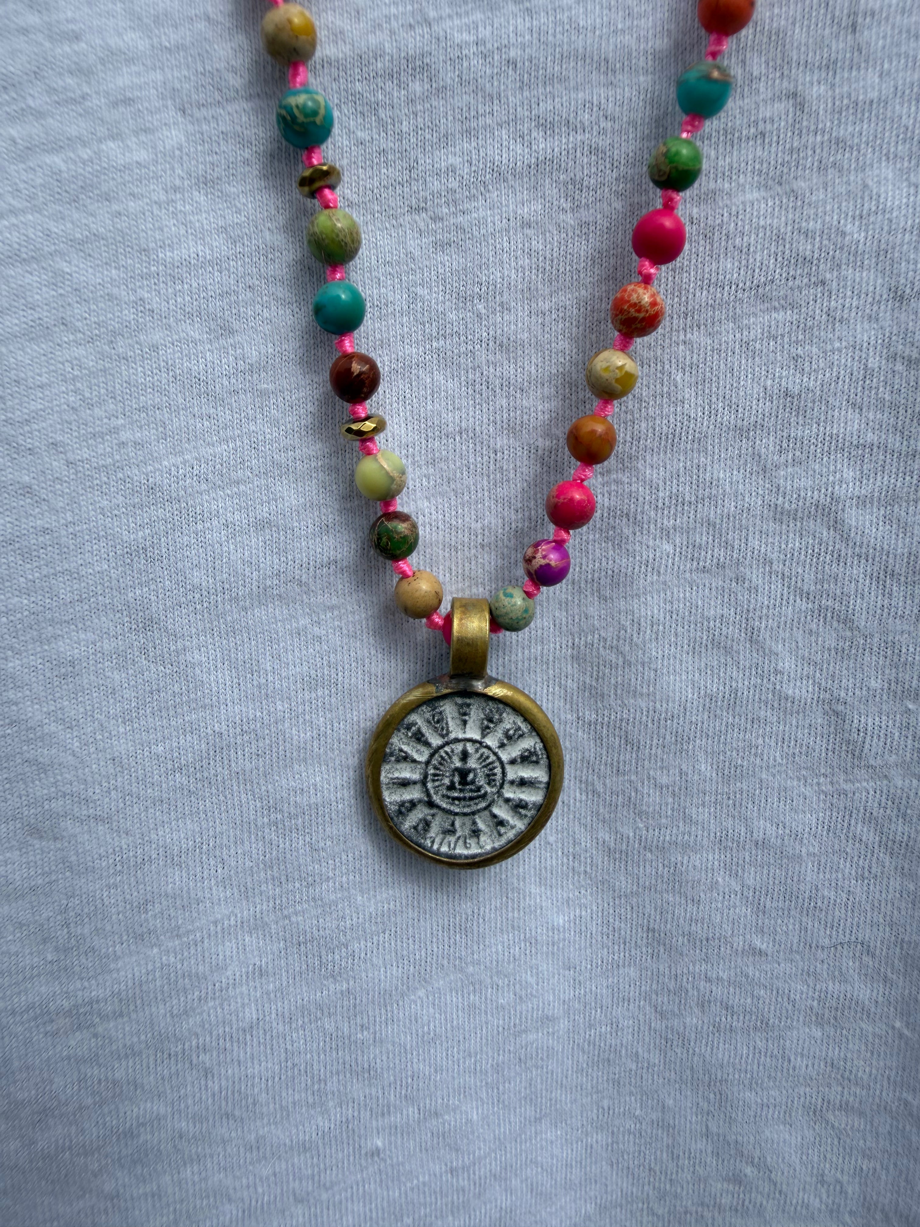 BOHO KETTING BUDDHA 10 4 MM STONE MIX JASPER