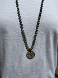 BOHO KETTING BUDDHA 6MM BIG PENDANT AFRICAN TURQUISE