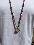 BOHO KETTING BUDDHA 6MM TWO SIDES MIX JASPER