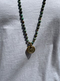 BOHO KETTING HEART 6MM SILVER AFRICAN TURQUISE