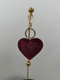 sleutelhanger hartje suede bordeaux