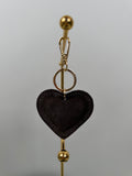 sleutelhanger hartje suede donkerbruin