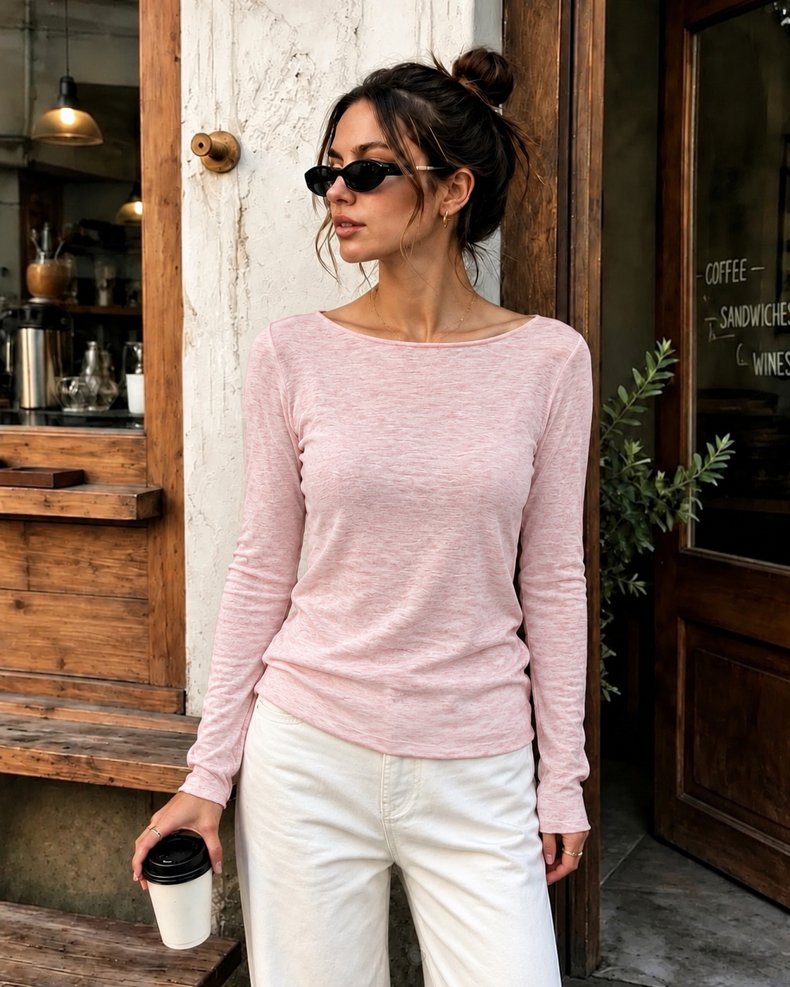 Basic Soft Cashmere Top lichtroze