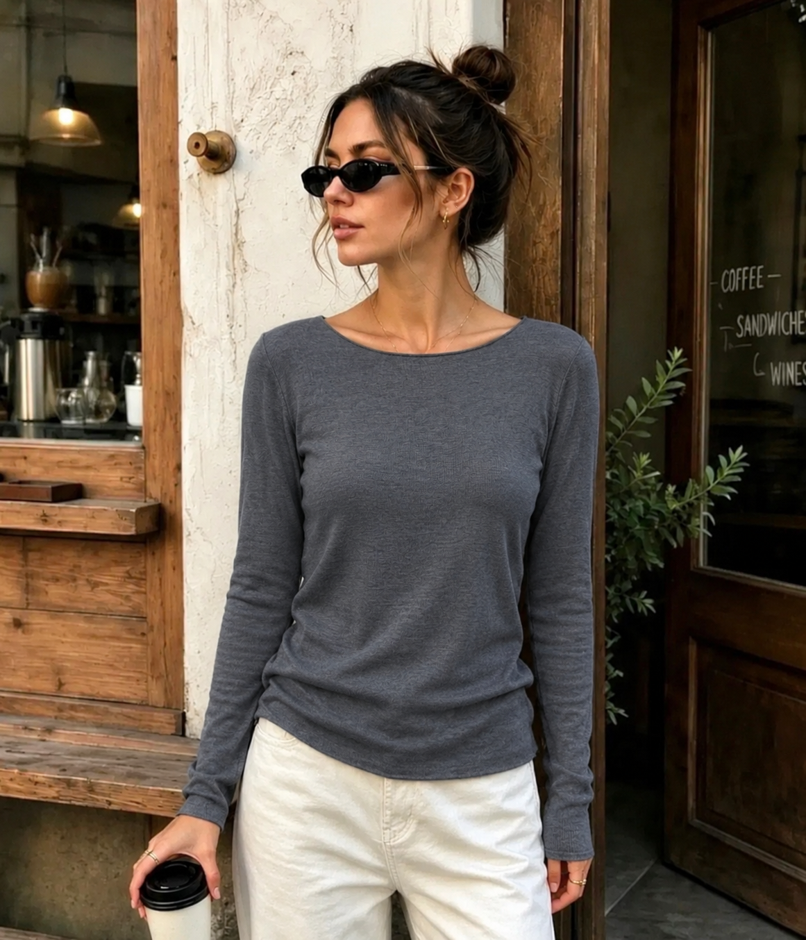 Basic Soft Cashmere Top grijs