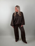 Jog Pak De Luxe in chocolade – 2-delig joggingpak voor dames