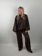 Jog Pak De Luxe in chocolade – 2-delig joggingpak voor dames