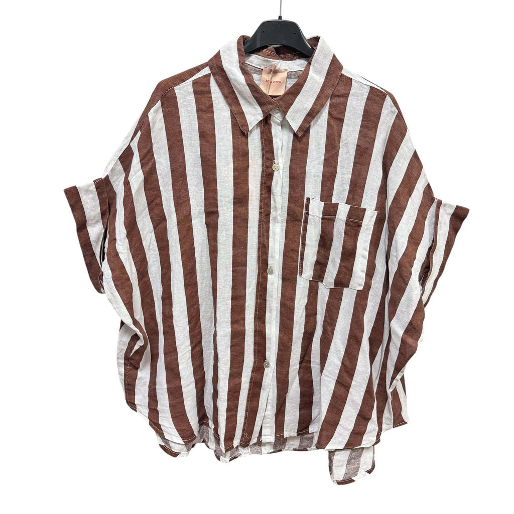 Linnen oversized blouse Lynn Chocolade