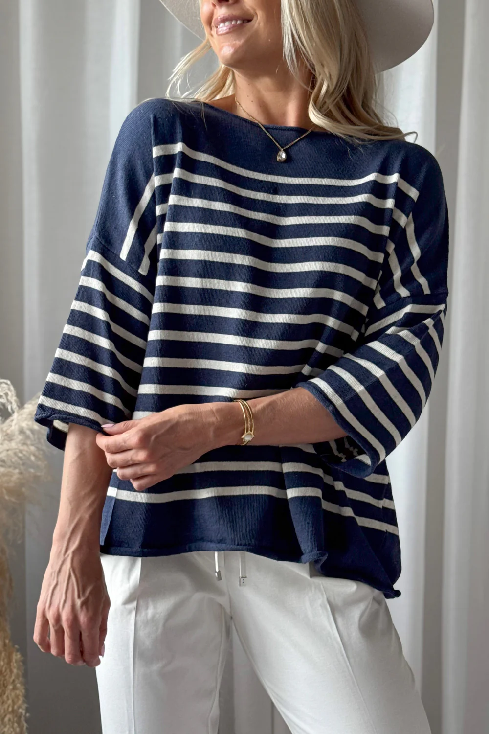 Bypias Bohemiana Marine Sweater navy-white