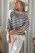 Bypias Bohemiana Marine sweater white-navy