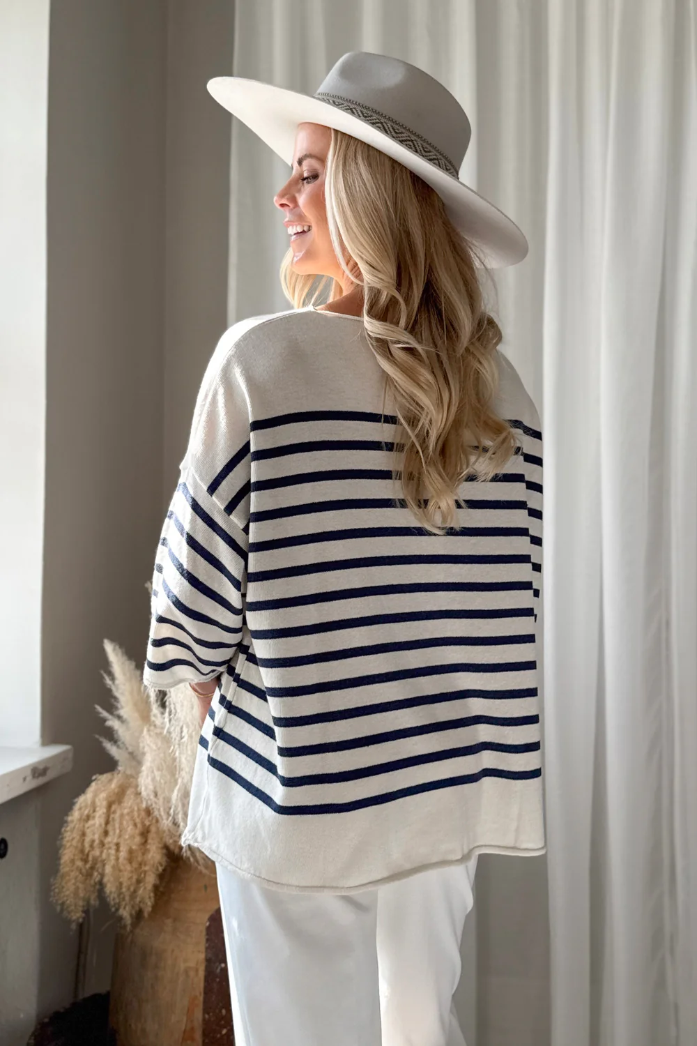 Bypias Bohemiana Marine sweater white-navy
