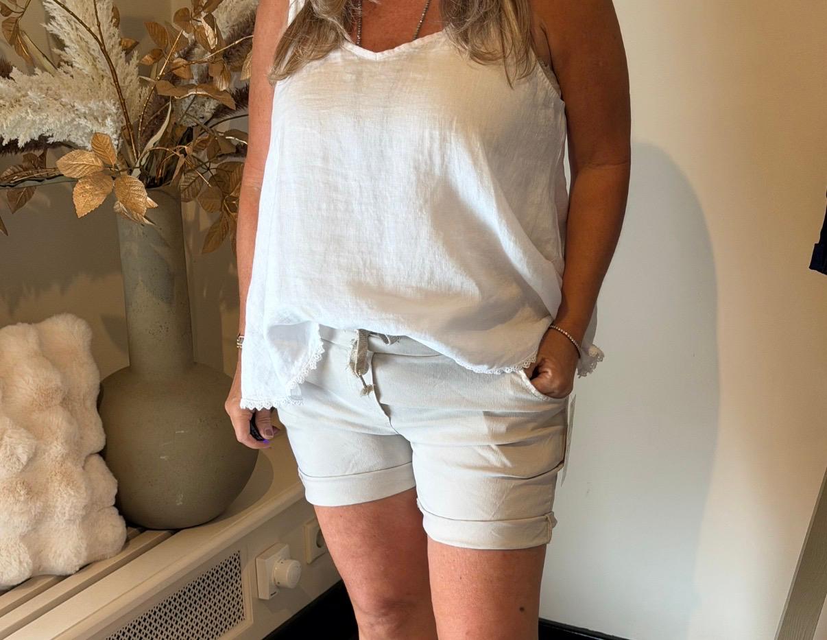Korte Stretchbroek Pammie beige