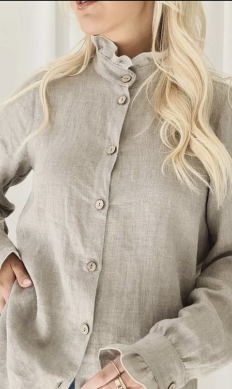 BYPIAS RUFFLE LINEN SHIRT NATURAL