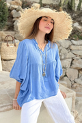 Bypias bohemian blouse Alice heavenly blue