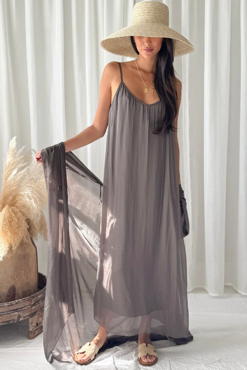 Bypias bohemiana Alyssa silk viscose dress coffee