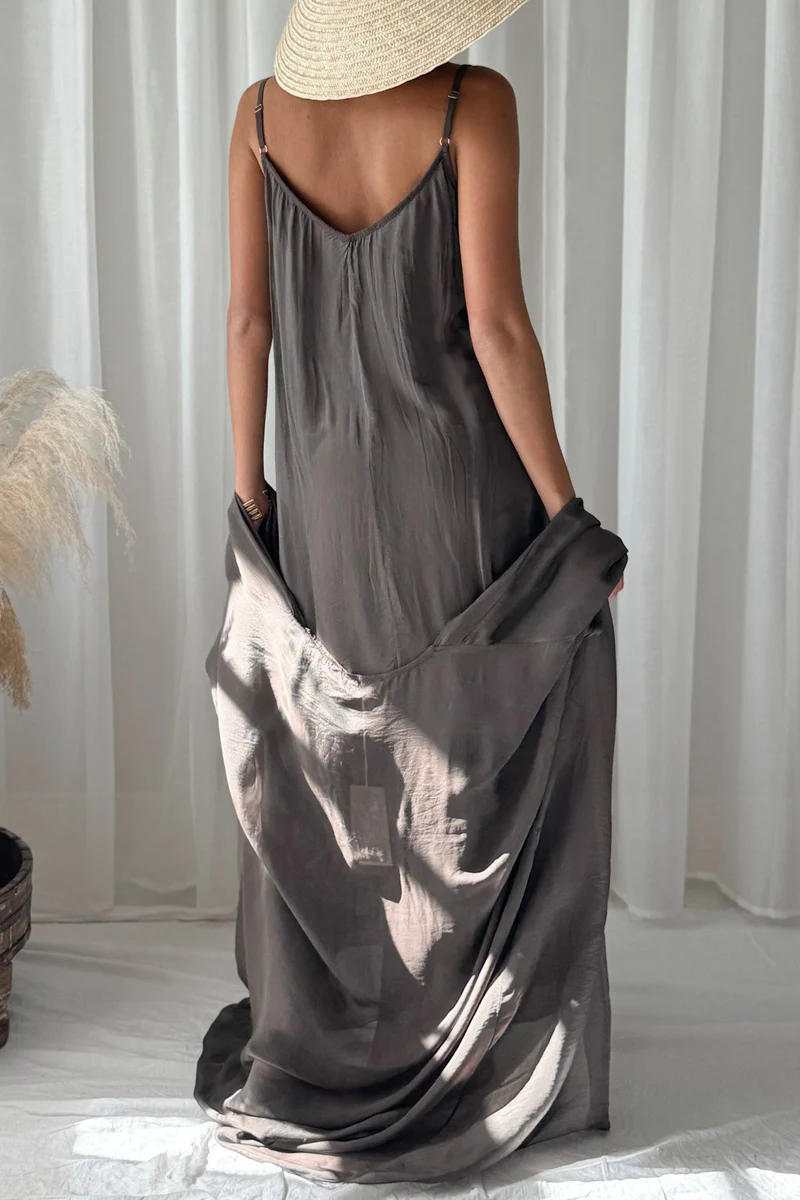 Bypias bohemiana Alyssa silk viscose dress coffee