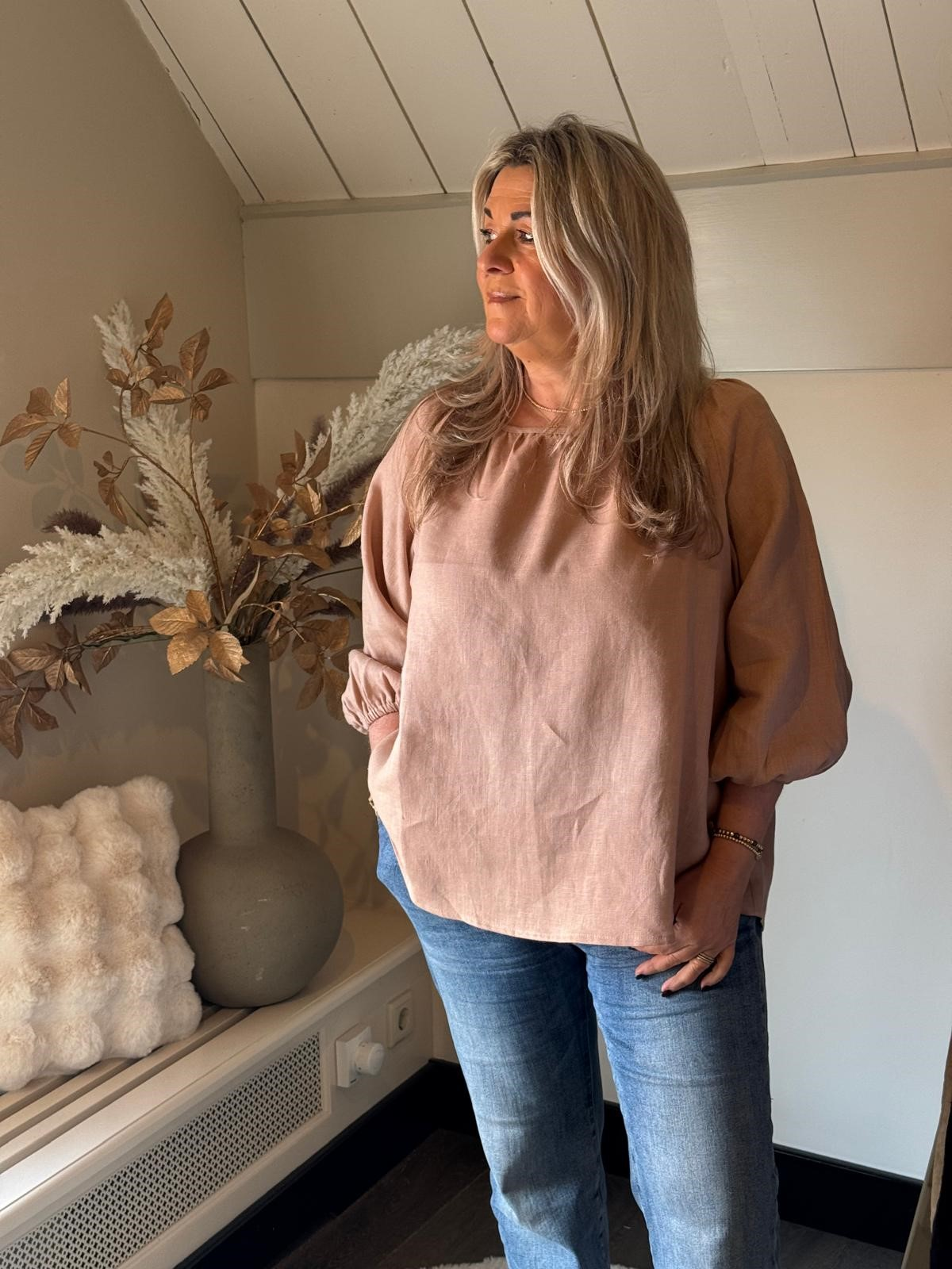 BYPIAS ANALISE LINNEN BLOUSE POWDER