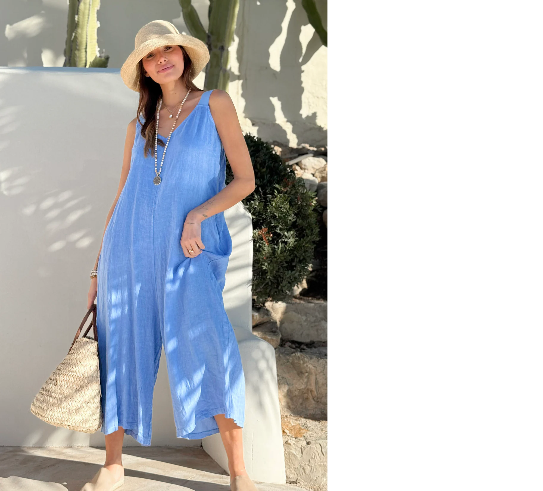 BYPIAS BOHEMIANA ARLITTA JUMPSUIT heavenly blue