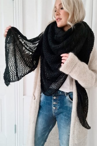 BYPIAS BOHEMIANA  DREAMY MOHAIR SCARF, ZWART