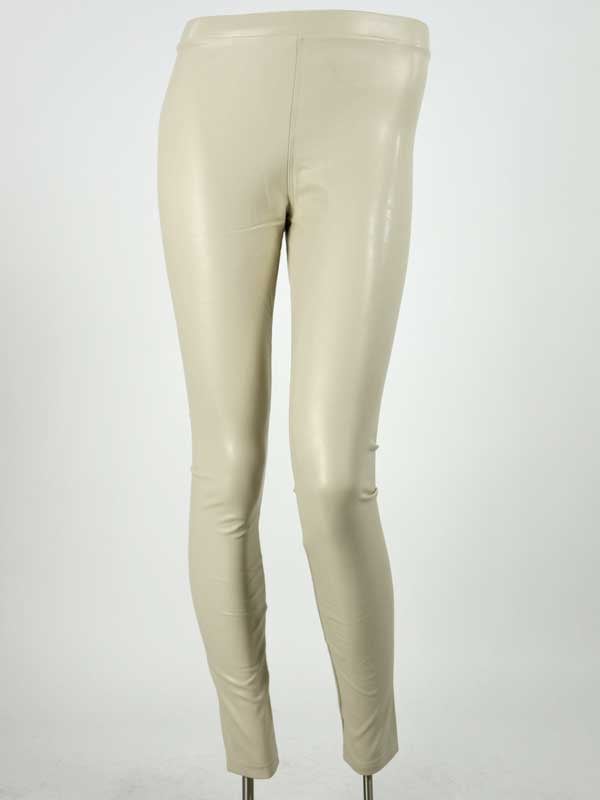 Nora Leather Look Legging Licht Beige