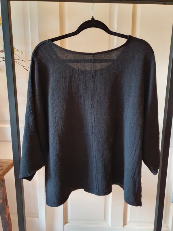 Shirt Tina Linen Cotton Black