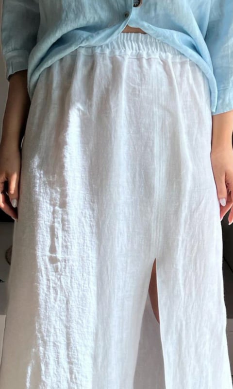 Bypias Vanessa Linen Skirt White