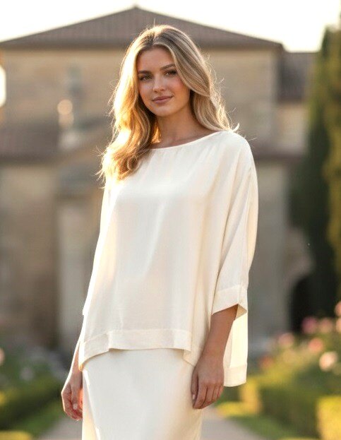 Blouse satijn model ann-lin off white