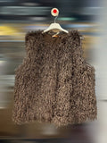 FLUFFY GILET DARK BROWN
