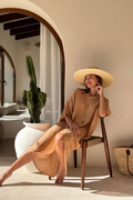 BYPIAS BOHEMIANA Cassana linen kaftan caramel
