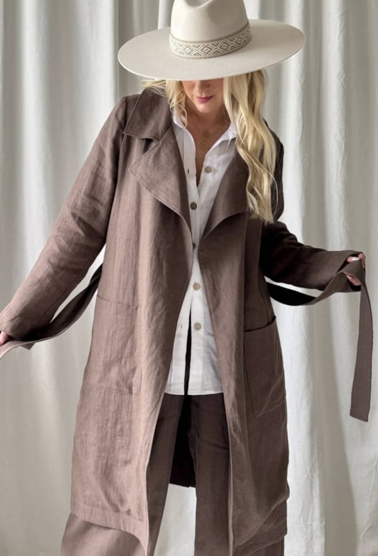 BYPIAS LINNEN TRENCH COAT COFFEE