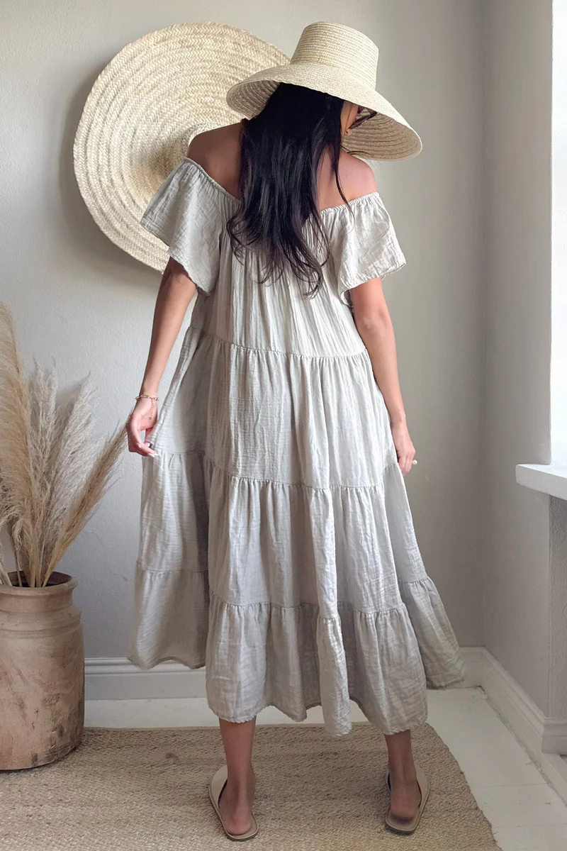 bypias bohemiana cocomaya cotton dress taupe
