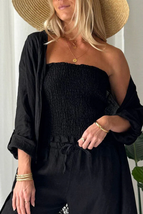 Bypias bohemiana Cora linen top zwart