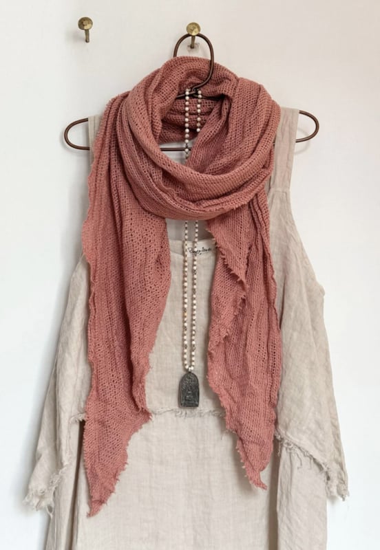 BYPIAS  BOHEMIANA CROCHET MESH SCARF BLUSH