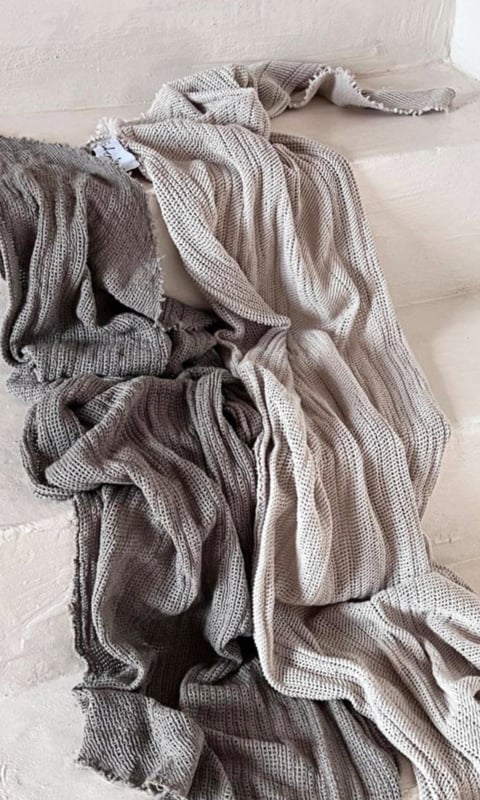 BYPIAS  BOHEMIANA CROCHET MESH SCARF TAUPE