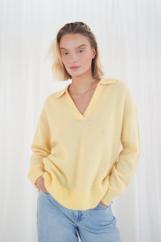 TWNS SPARKS POLO NECK SWEATER BUTTER YELLOW