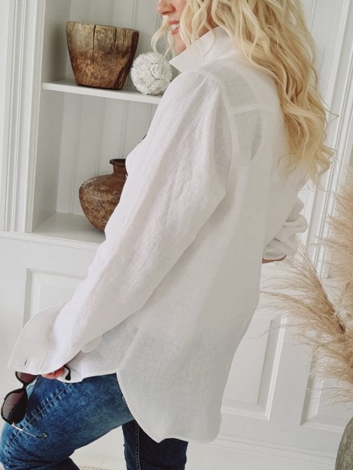 BYPIAS BOYFRIEND LINEN SHIRT WHITE