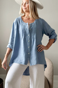 BYPIAS BOHEMIANA Deanna linen tunic denim blue