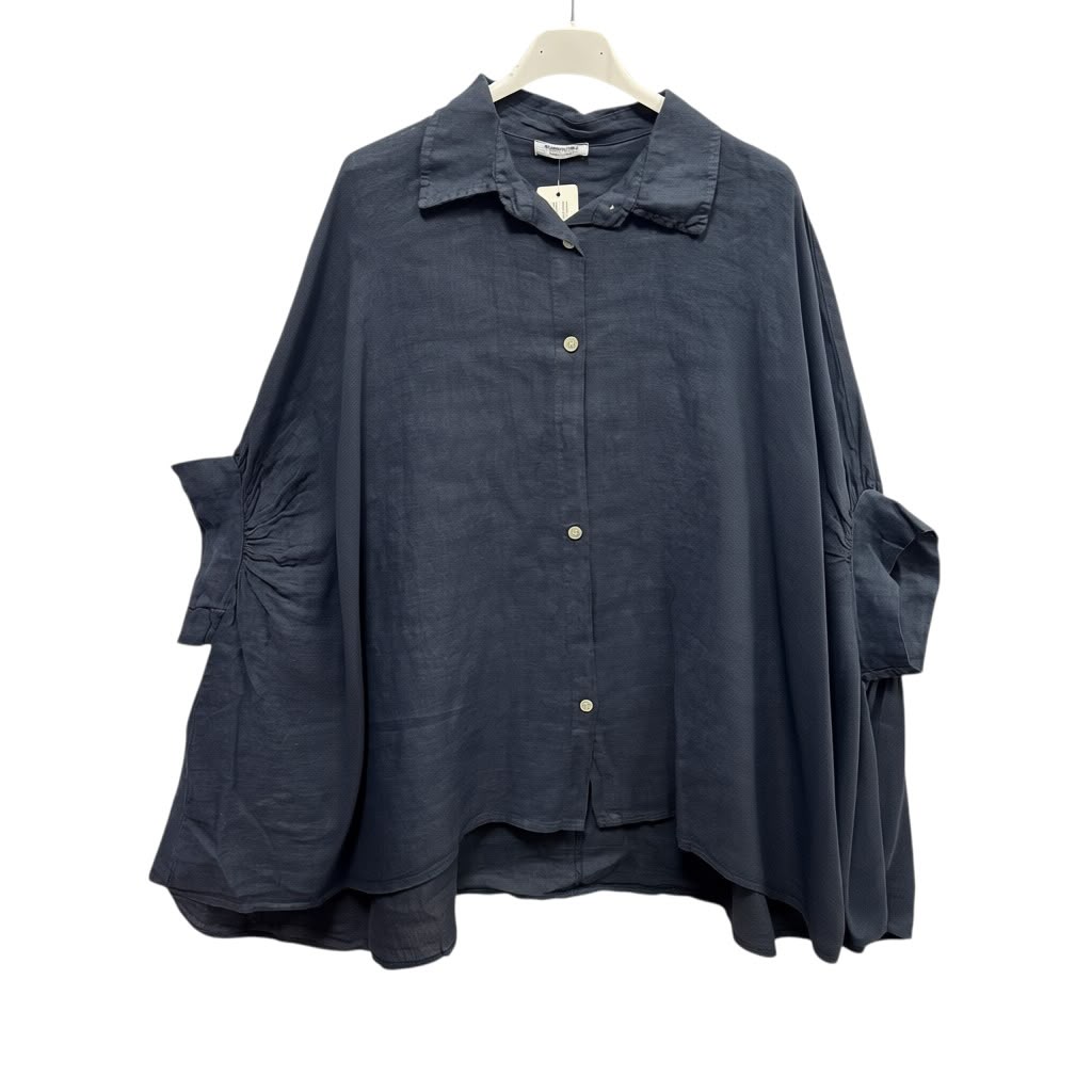 Linnen blouse model Debby navy