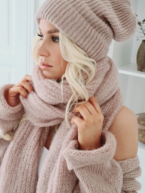 BYPIAS BOHEMIANA MUFFY MOHAIR BEANIE PINK