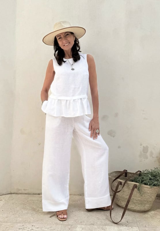 BYPIAS, MALLORCA LINNEN BROEK WIT