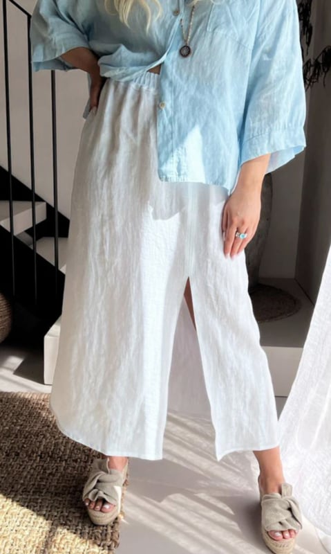 Bypias Vanessa Linen Skirt White