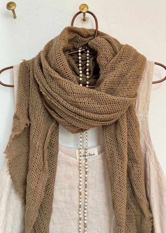 BYPIAS,  BOHEMIANA CROCHET MESH SCARF Savanna