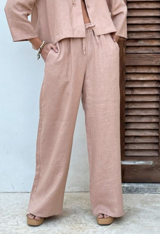 BYPIAS, MALLORCA LINNEN BROEK POWDER