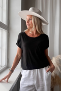 BYPIAS BOHEMIANA Elba linen t-shirt black