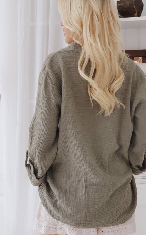 BYPIAS KATOENEN BLOUSE  CELIA OLIVE