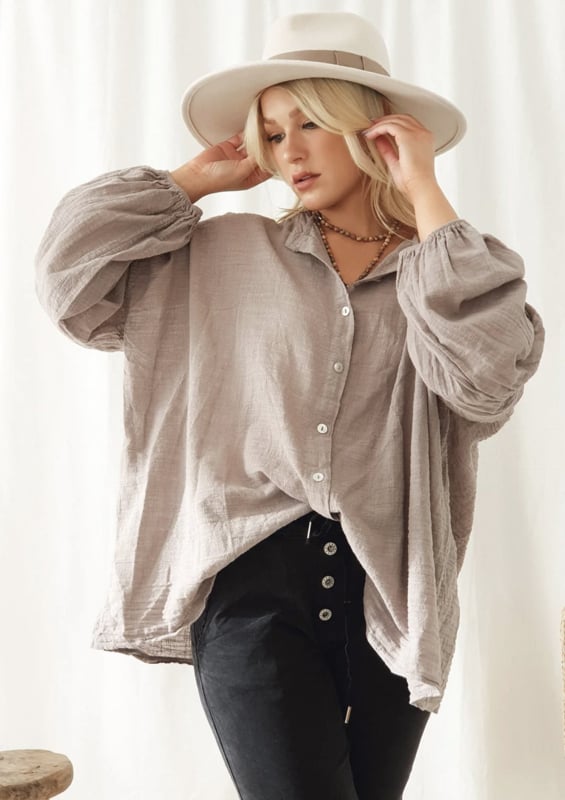BYPIAS CHALKY BLOUSE TAUPE