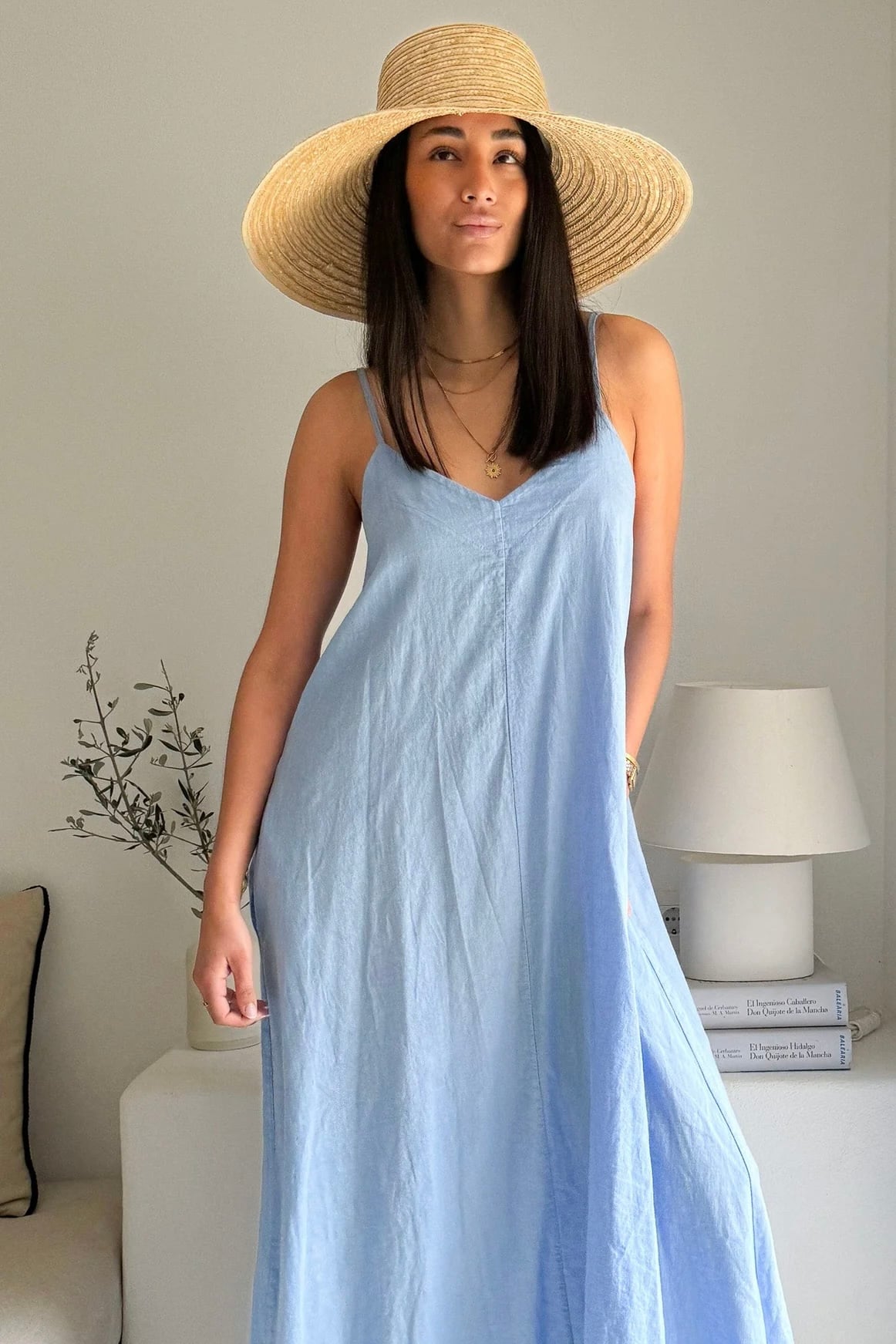 BYPIAS BOHEMIANA  SUNNY ESCAPE LINNEN DRESS HEAVENLY BLUE