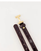 Riem Herma Small Croco in donkerbruin – riem met crocoprint voor dames, derde aanzicht