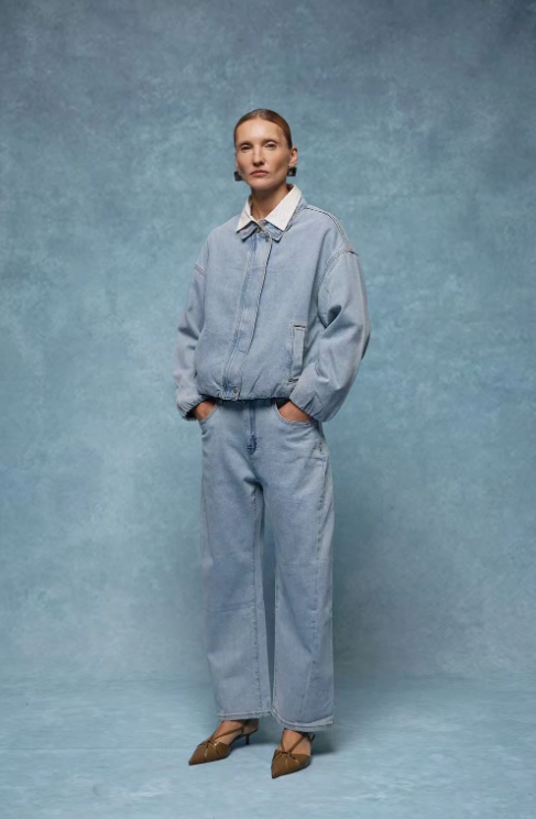 Bomber Jeans Jacket Noa Sky Blue